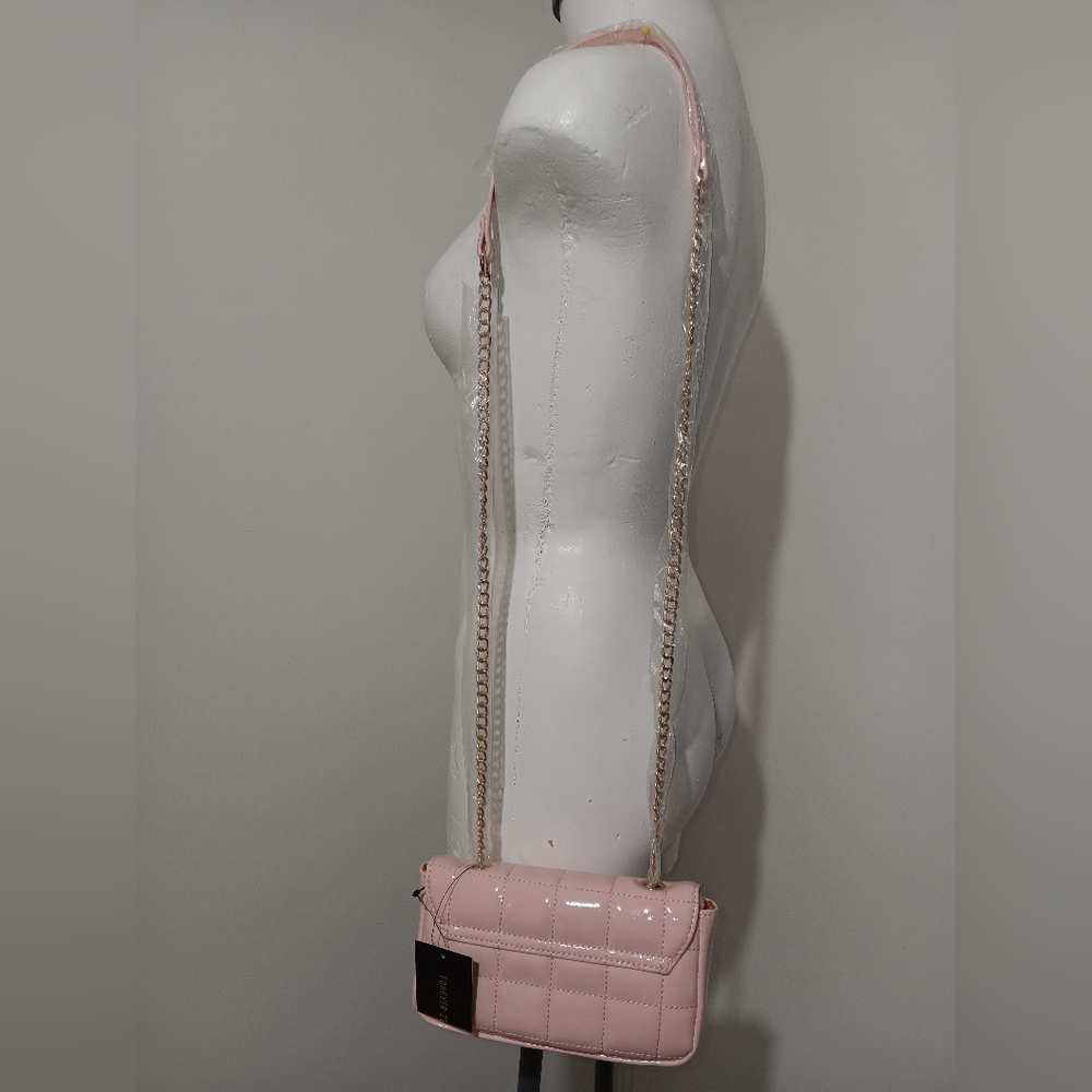 NWT F21 Light Pink Glossy Crossbody Bag - Picture 3 of 5